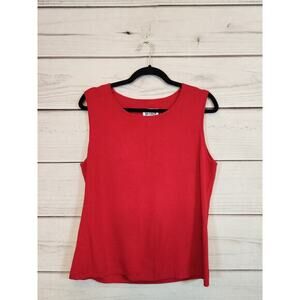 Chico's Design Womens Red Solid Stretch Round Neck Knit Tank Top Blouse XL‎